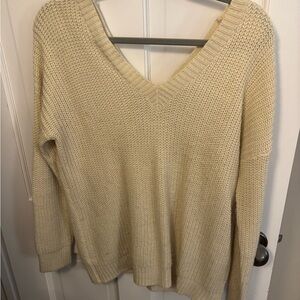 Women's Cream V-Neck Sweater